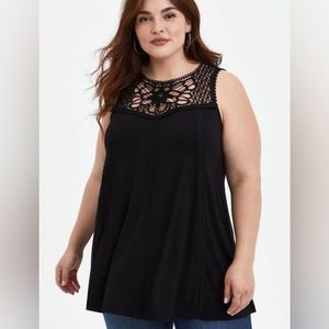 High Neck Crochet Inset Tank BNWT